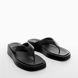 Mango Black Platform Flip Flops New
